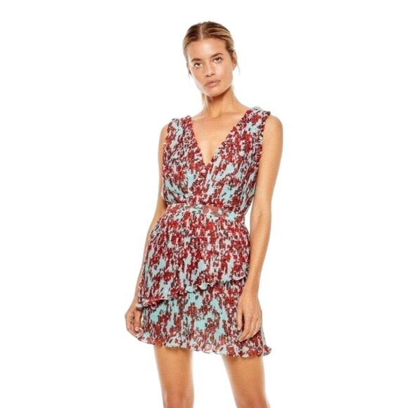 La Maison Talulah Superbloom Asymmetrical Layered Pleated Mini Dress Sz M - Picture 9 of 16